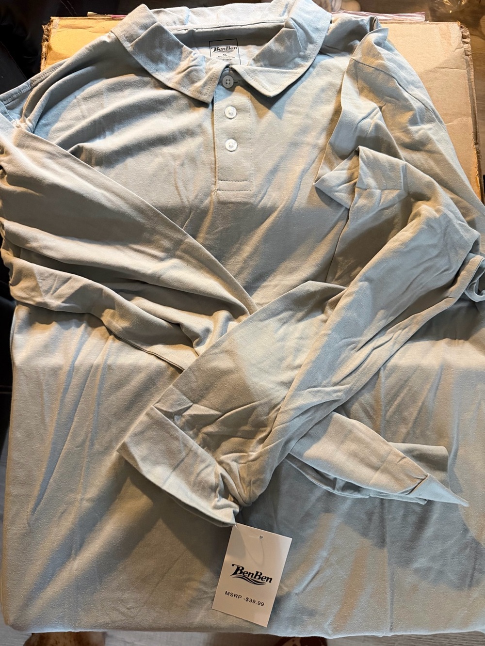 Men's Long-Sleeve Polo Shirt in Light Gray